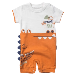 Βρεφικό φορμάκι για αγόρια Crocodil πορτοκαλί βαμβακερό καλοκαιρινό καθημερινό άνετο μηνών online (1)