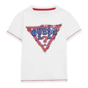 Παιδική μπλούζα Guess για αγόρια Farley άσπρο επώνυμη καλοκαιρινή μακό άνετη ετών online (3)