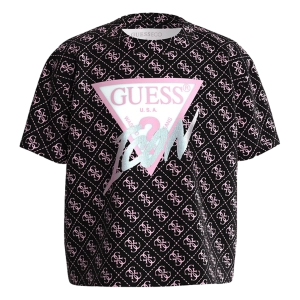Παιδική μπλούζα GUESS για κορίτσια Logo Icon μαύρο καθημερινή ελάστική κοντή επώνυμη μακό ετών crop online (6)