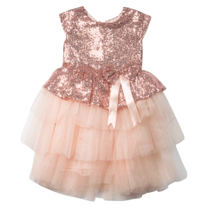 Παιδικό φόρεμα αμπιγέ για κορίτσια Giana σομόν παρανυφάκι γάμο βάφτιση καλό παγιέτες τούλι ετών online (1)