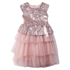 Παιδικό φόρεμα αμπιγέ για κορίτσια Giana ροζ 9-13 παρανυφάκι γάμο βάφτιση καλό παγιέτες τούλι ετών online (1)