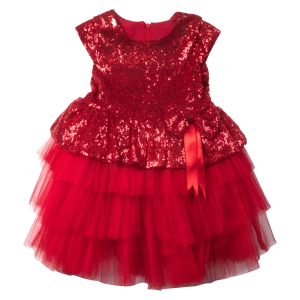Παιδικό φόρεμα αμπιγέ για κορίτσια Giana κόκκινο παρανυφάκι γάμο βάφτιση καλό παγιέτες τούλι ετών online (1)