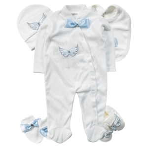 Βρεφικό φορμάκι για αγόρια Angel γαλάζιο νεογέννητο καλό πρίγκιπας στρας σετ μηνών online (1)