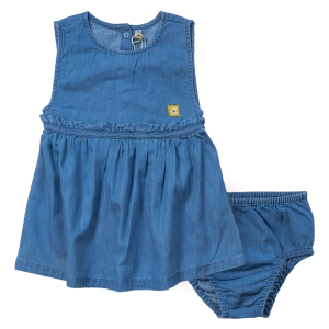 Βρεφικό φόρμεα Losan για κορίτσια Daisy μπλε τζιν μωρό βόλτα με βρακάκι επώνυμο καλοκαιρινό μηνών jean online (1)