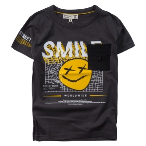 Παιδική μπλούζα New College για αγόρια Smile ανθρακί κοντομάνικες μπλούζες tshirt καλοκαιρινά μακό μοντένα ετών (1)