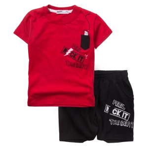 Παιδικό σετ ΝΕΚ για αγόρια Feel Rock κόκκινο καλοκαιρινά σετάκια μακό αγορίστικα με βερμούδα κοντομάνικο ετών online (4)