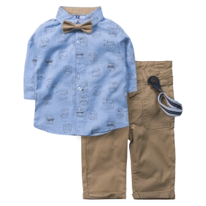 Βρεφικό σετ με πουκάμισο New College για αγόρια Carton γαλάζιο εντυπωσικά εποχιακά επώνυμα μηνών online (1)