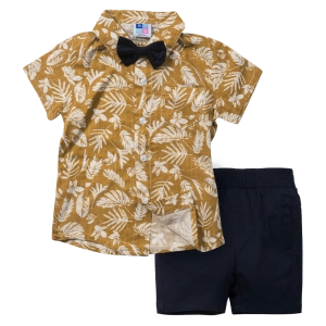 Βρεφικό σετ με πουκάμισο New College για αγόρια Florida μουσταρδί εντυπωσικά καλοκαιρινό επώνυμα μηνών online (1)