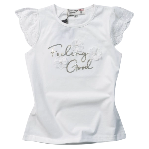Παιδική μπλούζα Νew College για κορίτσια Feeling Good άσπρο κοριτσίστικα καλοκαιρινά μπλουζάκια μοντέρνα ελληνικά ετών (1)