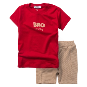 Παιδικό σετ ΝΕΚ για αγόρια Bro κόκκινο καλοκαιρινά σετάκια μακό αγορίστικα με βερμούδα κοντομάνικο ετών online (1)