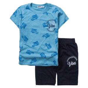 Παιδικό σετ ΝΕΚ για αγόρια Beach Vibes γαλάζιο καλοκαιρινά σετάκια μακό αγορίστικα με βερμούδα κοντομάνικο ετών online (1)