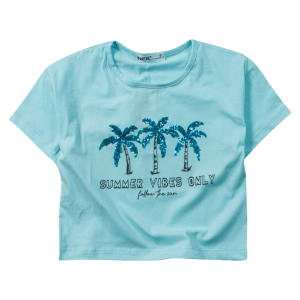 Παιδική μπλούζα ΝΕΚ για κορίτσια Palms γαλάζιο σχολείο καθημερινή βόλτα βαμβακερή καλοκαιρινή ετών Online  (1)