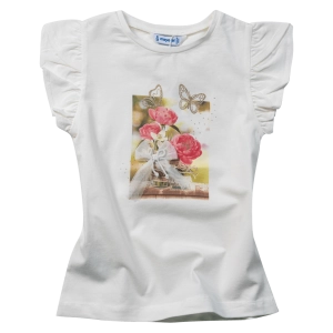 Παιδική μπλούζα Mayoral για κορίτσια Jardin άσπρο καθημερινή βόλτα καλοκαιρινή ετών online (1)