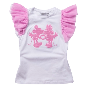 Παιδική μπλούζα Disney για κορίτσια Mouses ρόζ τούλι βόλτα καλοκαιρινή παγιέτες ετών casual online (1)