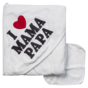 Βρεφική μπουρνουζοπετσέτα για κορίτσια Mama Papa άσπρο βαμβακερές παιδικές πετσέτες μπάνιο online (1)