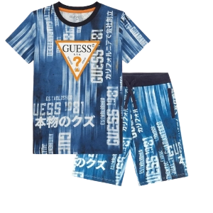 Παιδική μπλούζα Guess για αγόρια Bluz μπλε επώνυμα αγόριστικα μπλουζάκια μοντέρνα ετών online (3) | Παιδική βερμούδα Guess για αγόρια Bios μπλε επώνυμη μακό βαμβακερή σχολείο καθημερινή ετών online (2) 