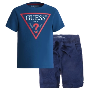 Παιδική μπλούζα GUESS για αγόρια Classic μπλε  επώνυμη καλοκαιρινή σχολείο μακό καθημερινή δώρο ετών online (1) | Παιδική βερμούδα Guess για αγόρια Animation μπλε καλοκαιρινές επώνυμες καθημερινές μονόχρωμες online (1) 