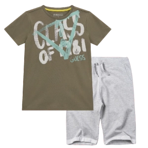 Παιδική μπλούζα Guess για αγόρια Immune χακί επώνυμη καλοκαιρινή μακό αθλητική ετών online (2) | Παιδική βερμούδα Guess για αγόρια Animation γκρι καλοκαιρινές επώνυμες καθημερινές μονόχρωμες online (1) 
