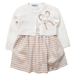 Βρεφικό φόρεμα Εβίτα για κορίτσια Alita μπεζ καλοκαιρινό βόλτα γιορτή μηνών μωρό κορδέλα μηνών online (1)