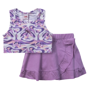 Παιδικό σετ New College για κορίτσια Thing μωβ κοριτσίστικα μακό φούστα σορτς βόλτα καλοκαιρινό μπουστάκι ετών online (1)