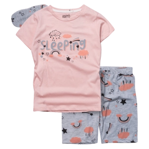 Παιδική πιτζάμα Εβίτα για κορίτσια Sleeping σομόν καλοκαιρινές πιτζάμες μακό κοντομάνικες βαμβακερές ετών online (1)