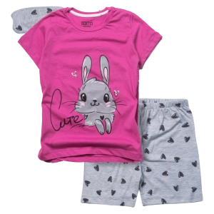Παιδική πιτζάμα Εβίτα για κορίτσια Rabbit φούξια καλοκαιρινές πιτζάμες μακό κοντομάνικες βαμβακερές ετών online (1)