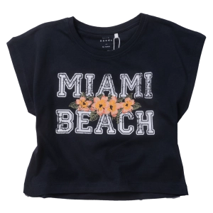 Παιδική μπλούζα Name it για κορίτσια Miami Beach μπλε κοντή σχολείο καθημερινό μακό βαμβακερό ετών crop online (1)