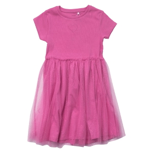 Παιδικό φόρεμα Name it για κορίτσια Heart φούξια καλοκαιρινό οικονομικό casual τούλι ετών online (3)