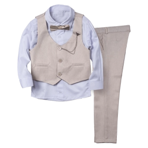 Παιδικό σετ με γιλέκο για αγόρια Mayaguez μπεζ κοστούμια με γιλέκο καλοκαιρινά μπεζ άμμου αλυσίδα