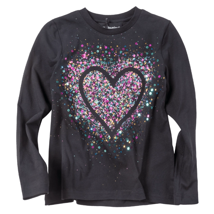 Παιδική μπλούζα Desigual για κορίτσια Heart Μαύρο κοριτσίστικες μοντέρνες μπλούζες επώνυμες