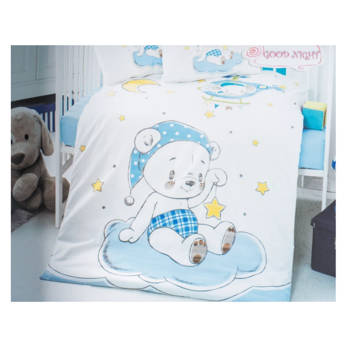 Σετ σεντόνι παπλωματοθήκη μαξιλαροθήκη για παιδικό κρεβάτι Star Bear αγορίστικο ιδανικό για δώρο