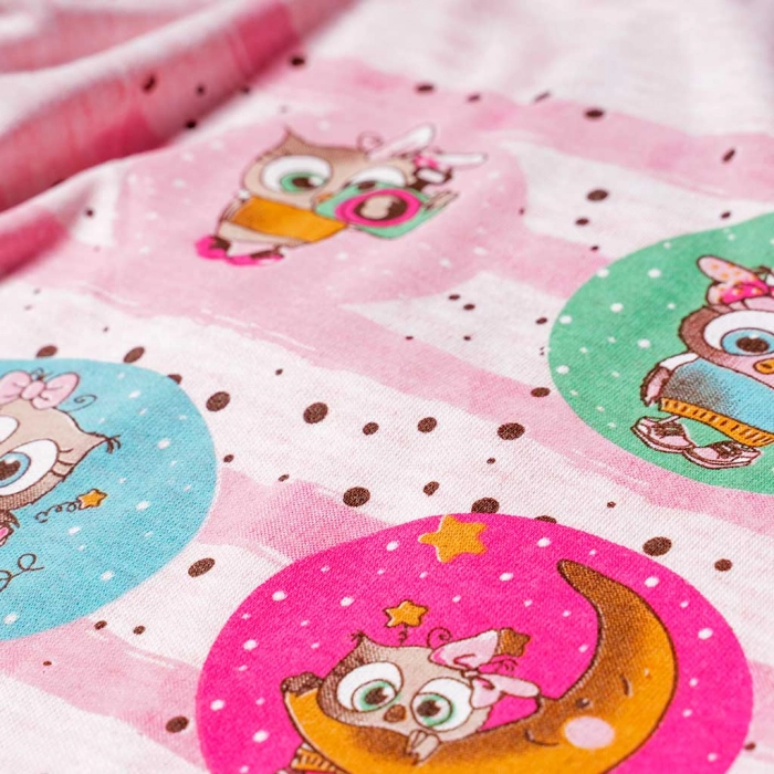 Παιδική πιτζάμα ΕΒΙΤΑ για κορίτσια Owl Ροζ κοριτσίστικες μοντέρνες άνετες καθημειρνές ελληνικές 3 1