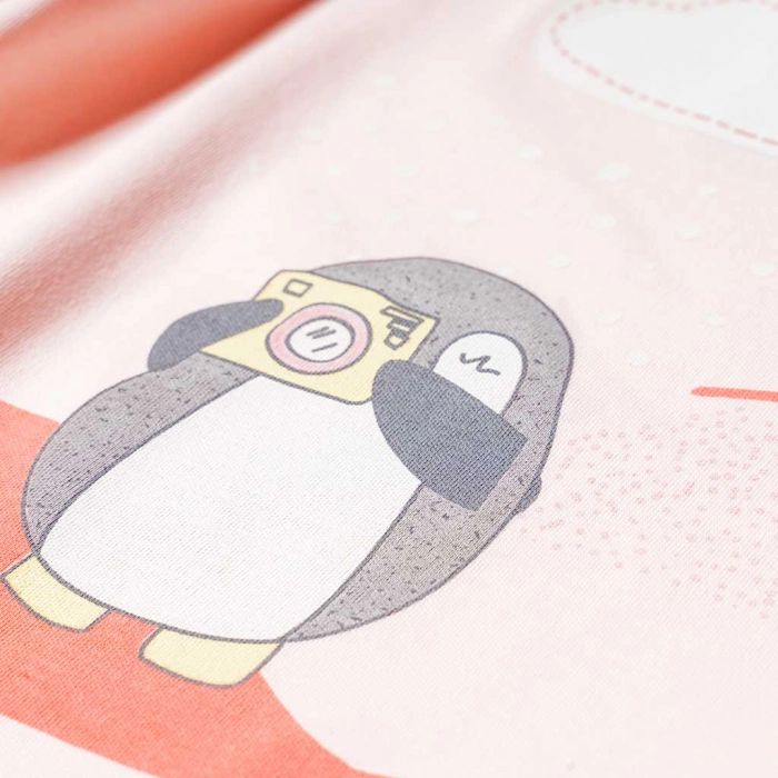 Παιδική πιτζάμα ΕΒΙΤΑ για κορίτσια Penguin Ροζ κοριτσίστικες μοντέρνες άνετες καθημειρνές ελληνικές 3