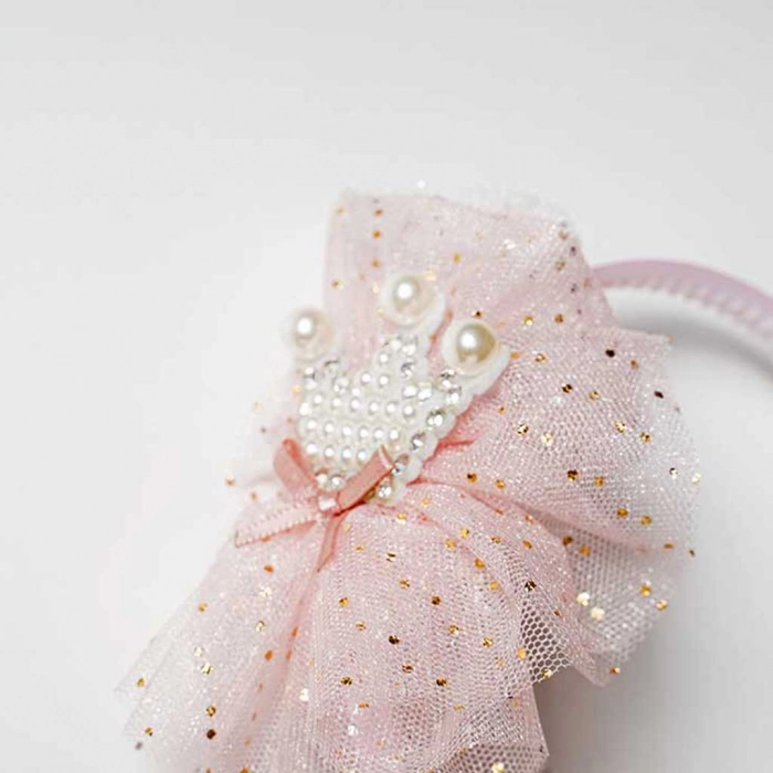 Παιδική στέκα για κορίτσια Pearl Crown Ροζ κοριτσίστικες μοντέρνες με στρας 1