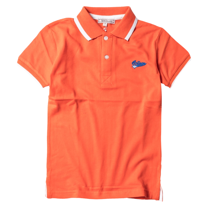Παιδική μπλούζα New Collage για αγόρια College Πορτοκαλί αγορίστικες πόλο κοντομάνικες μπλούζες