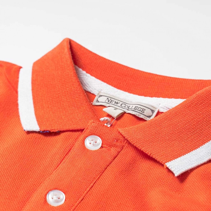 Παιδική μπλούζα New Collage για αγόρια College Πορτοκαλί αγορίστικες πόλο κοντομάνικες μπλούζες 3