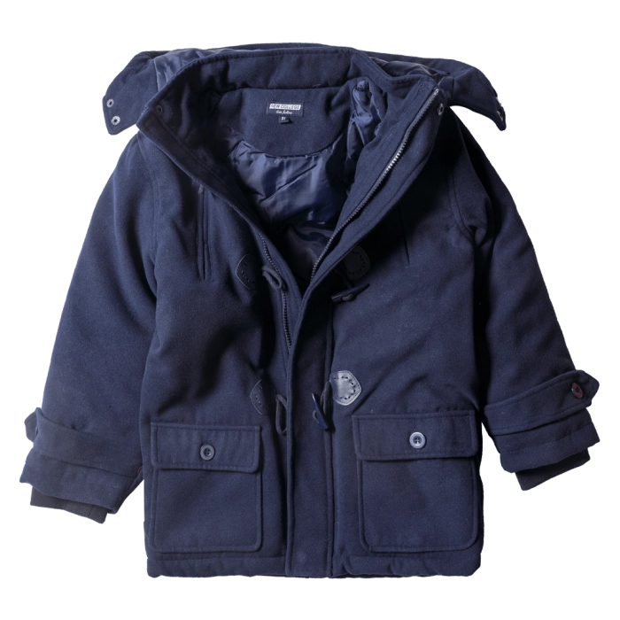 Παιδικό παλτό New College για αγόρια London Boy Μπλε μοντέρνα ζεστά παλτό με κουκούλα online