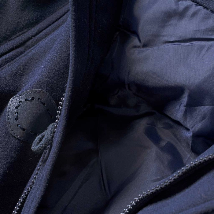 Παιδικό παλτό New College για αγόρια London Boy Μπλε μοντέρνα ζεστά παλτό με κουκούλα online 5