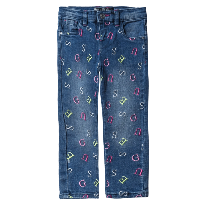 Παιδικό παντελόνι GUESS για κορίτσια Letters Μπλε καθημερινά ποιοτικά επώνυμα τζιν online