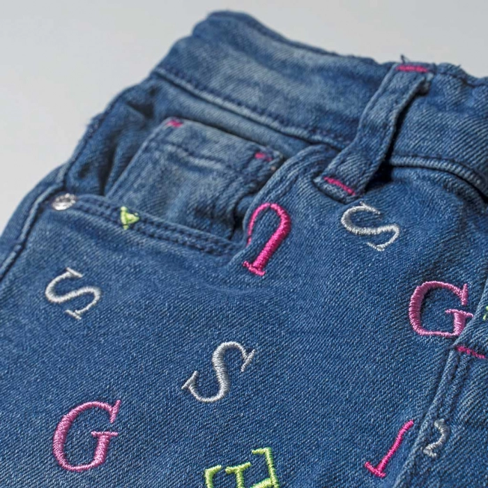 Παιδικό παντελόνι GUESS για κορίτσια Letters Μπλε καθημερινά ποιοτικά επώνυμα τζιν online 3