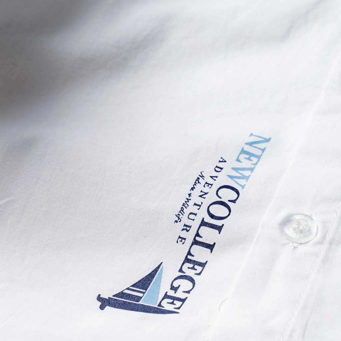 Παιδικό πουκάμισο New College για αγόρια Sail Άσπρο καθημερινές επώνυμες ποιοτικές μπλούζες online 4