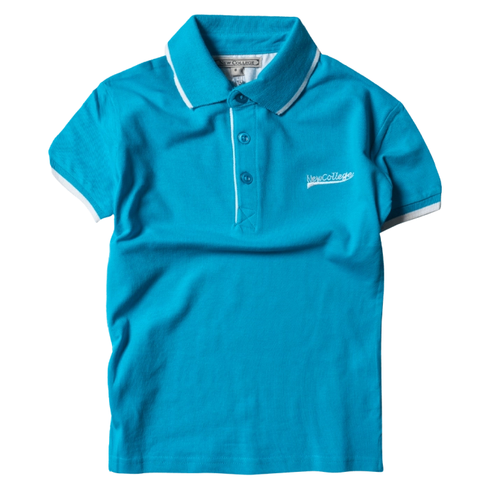 Παιδική μπλούζα New College για αγόρια Basic Γαλάζια καλοκαιρινές μοντέρνες ποιοτικές μπλούζες online 1
