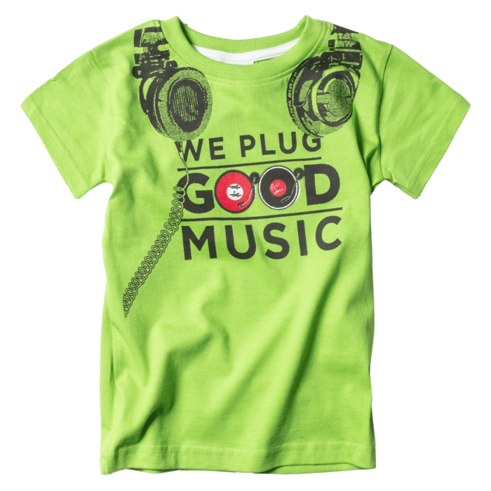 Παιδική μπλούζα New College για αγόρια Good Music Πράσινο αγορίστικες ελληνικές κοντομάνικες μπλούζες