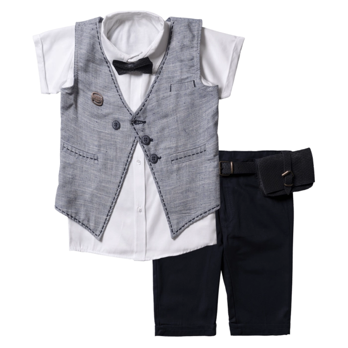 Παιδικό σετ για αγόρια Blancos γκρι σετάκια μοντέρνα με πουκάμισο γιλέκο καλοκαιρινά ιδιαίτερα για αγοράκια ετών online