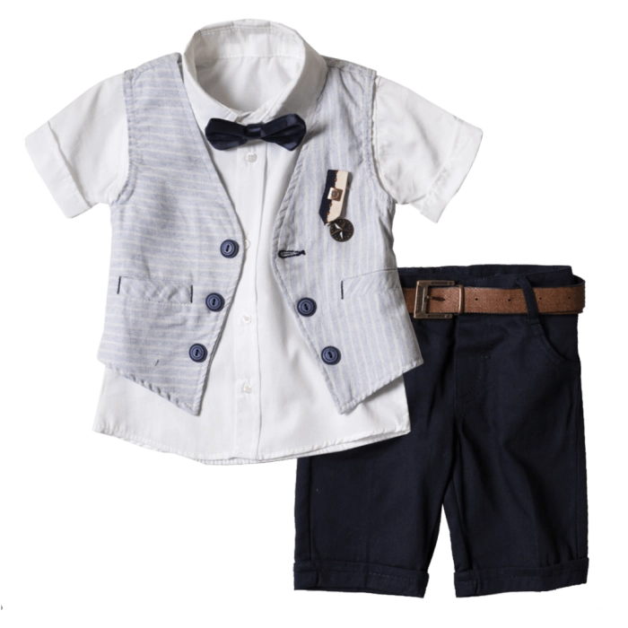 Παιδικό σετ για αγόρια San Fransisco γαλάζιο σετάκια μοντέρνα με πουκάμισο γιλέκο καλοκαιρινά ιδιαίτερα για αγοράκια ετών online