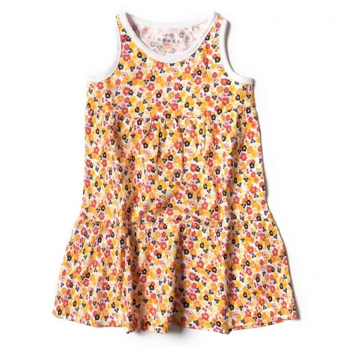 Παιδικό φόρεμα Name It για κορίτσια Flower Power κίτρινο επώνυμα παιδικά ρούχα online κοριτσιστικα φορεματάκια ετών