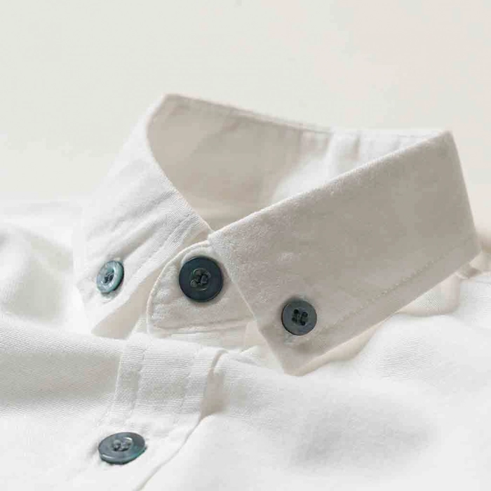 Παιδικό πουκάμισο Sandy Kids άσπρο αγορίστικα κοντομάνικο μακριμάνικο μοντέρνα παιδικά ρούχα online χρονών λαιμός