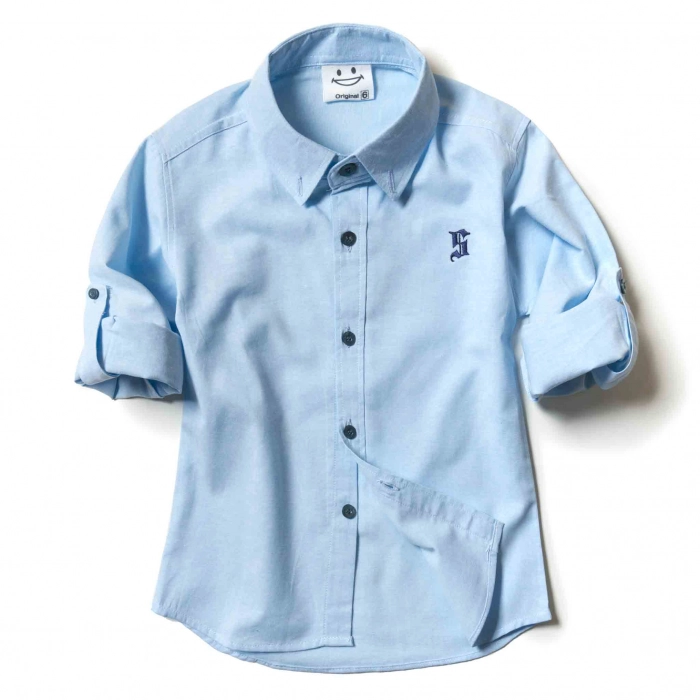 Παιδικό πουκάμισο Sandy Kids γαλάζιο αγορίστικα κοντομάνικο μακριμάνικο μοντέρνα παιδικά ρούχα online χρονών πάνω