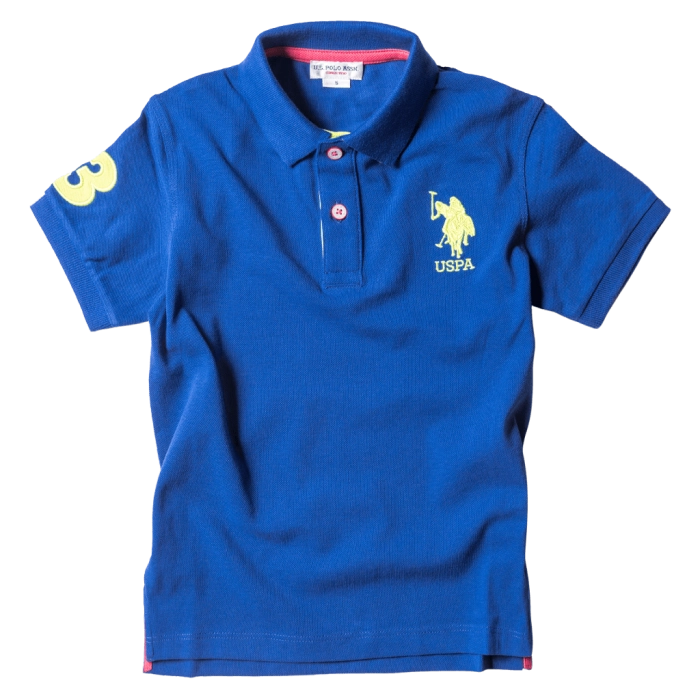 Παιδική μπλούζα US Polo για αγόρια USPA Μπλε αγορίστικες επώνυμες μοντέρνες polo με γιακά μπλούζες καλοκαιρινές