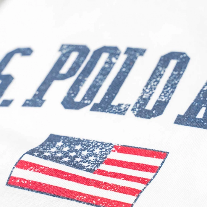 Παιδική μπλούζα US Polo για αγόρια America Άσπρο αγορίστικη ποιοτική μοντέρνα κλασσική 3
